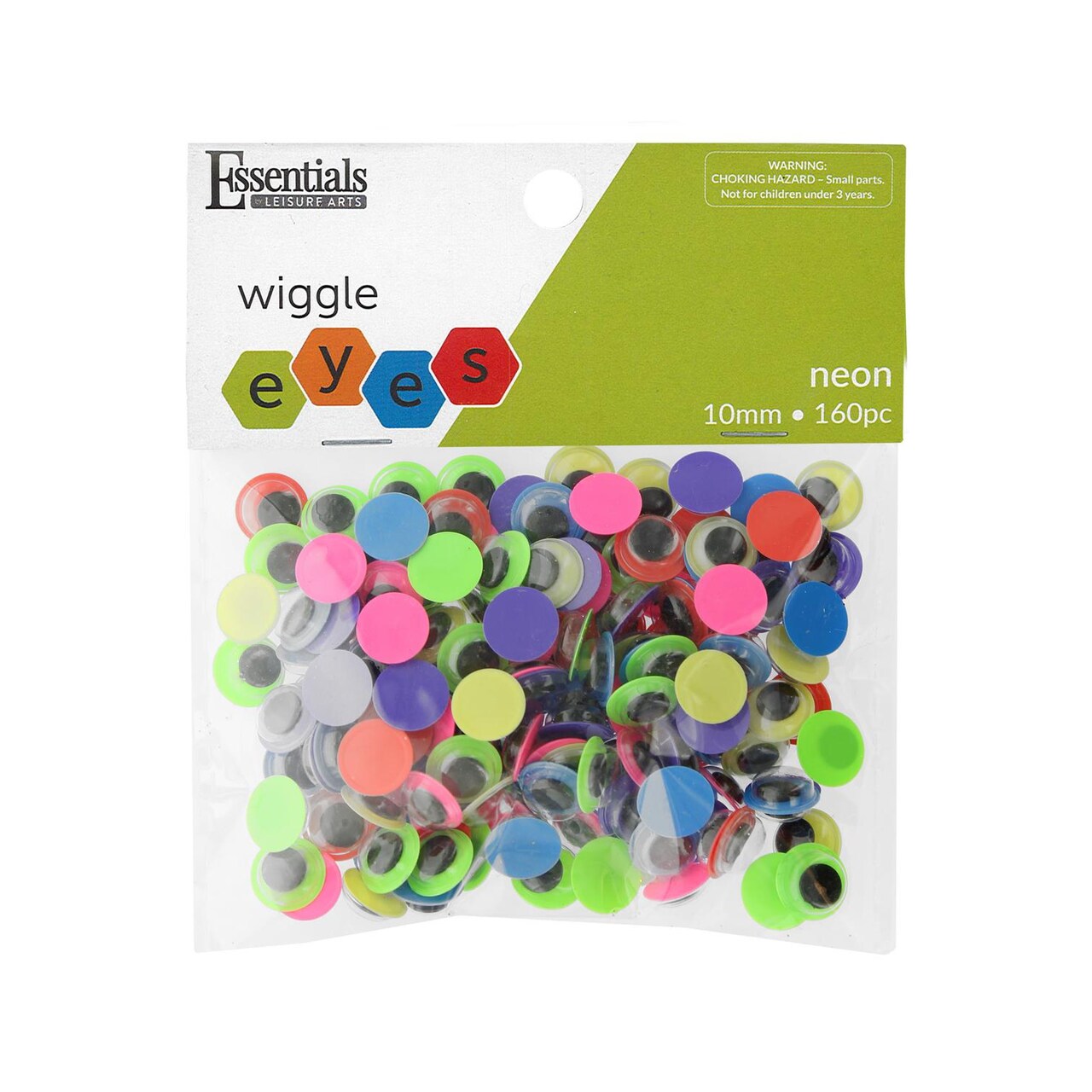 Essentials By Leisure Arts Eyes Paste On Moveable 10Mm Neon 160Pc Googly Eyes, Google Eyes For Crafts, Big Googly For Crafts, Wiggle Eyes, Craft